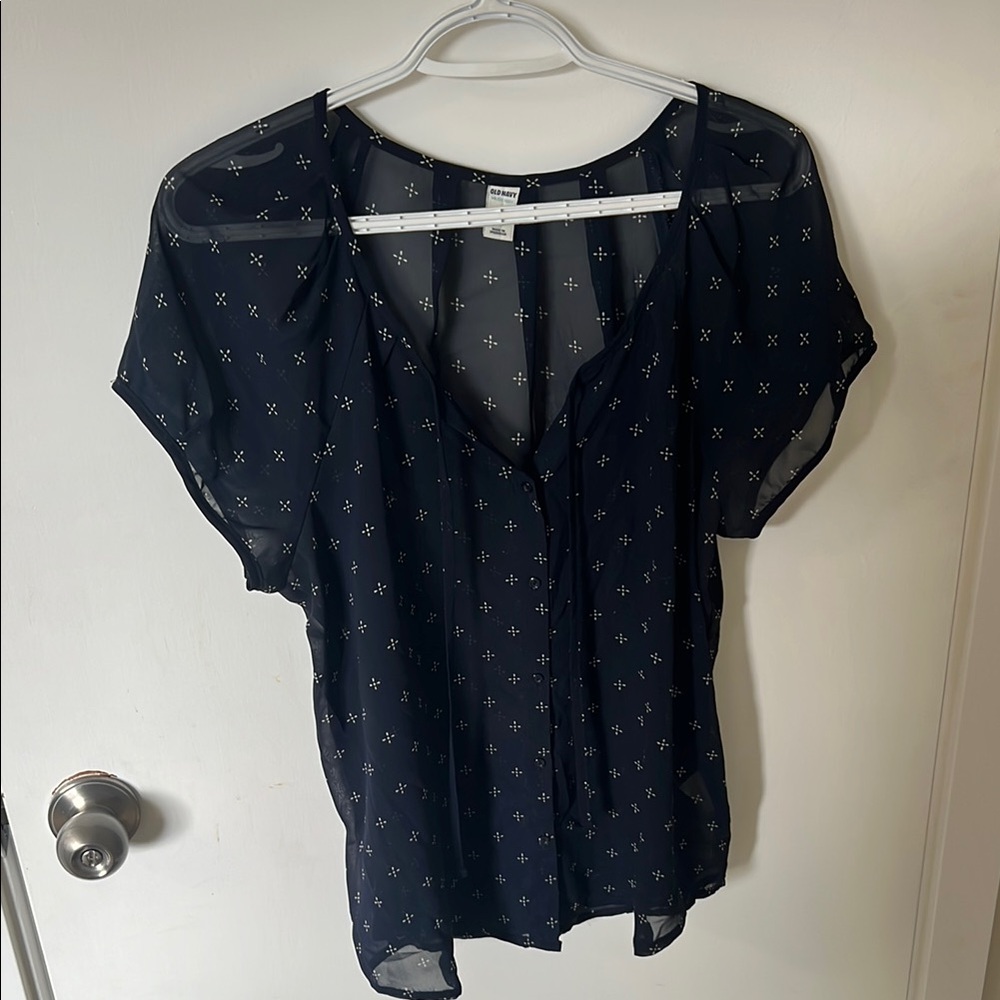 Women's Sheer Navy Top